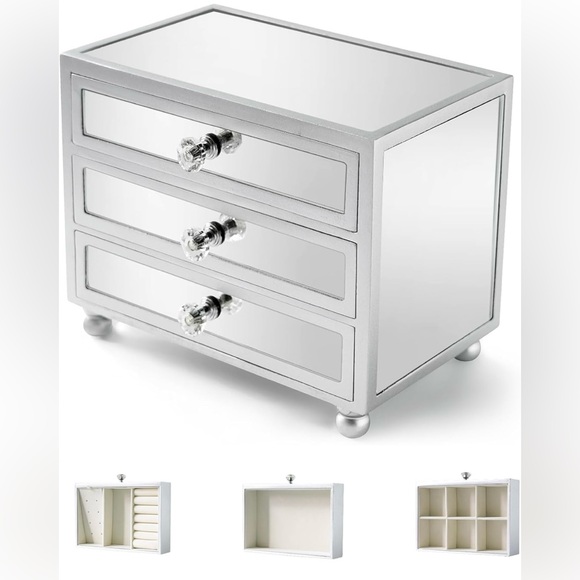 Gifturbo Other - New Gifturbo 3 Layer Mirrored Glass Jewelry Box, Large Capacity Women's Storage